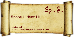 Szenti Henrik névjegykártya